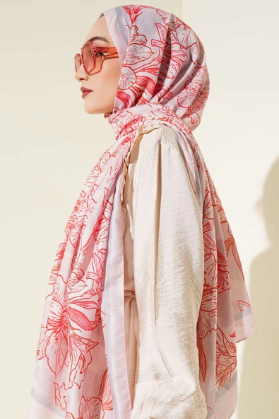 Antik Çiçekli Soft Şal Pembe - Resim 3