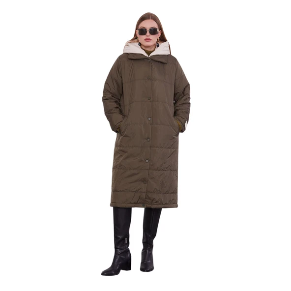 Kadın Çift Renk Şişme Mont 560038 - Resim 9