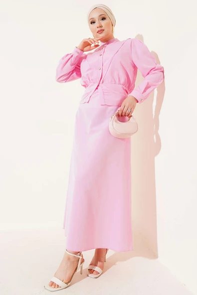 V Alerli Ceketli Jile Takım Pembe ürün görseli 1