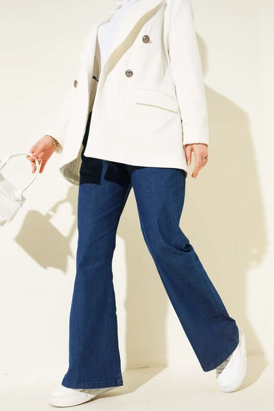 İspanyol Paça Kot Pantolon Orta Mavi ürün görseli 1