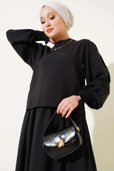 Bilek Gipeli Etekli İkili Takım Siyah - Resim 2