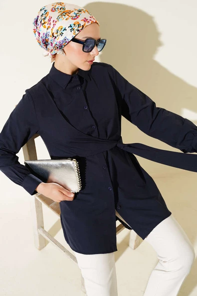 Yandan Bağlamalı Tunik Lacivert ürün görseli