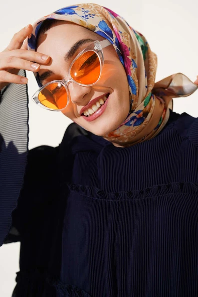 Flowers Desen Eşarp Lime ürün görseli 1