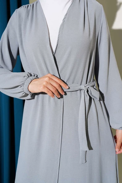 Bel Tünelli Bağlamalı Kap Gri - Resim 4