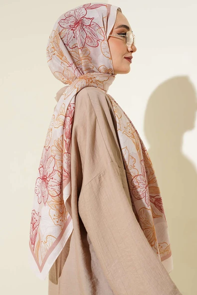 Antik Çiçekli Soft Şal Mocha - Resim 3