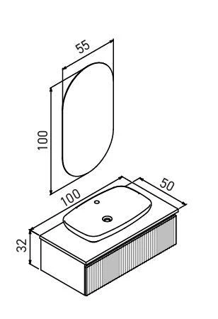 Orka Lentia 100 cm Meşe Banyo Dolabı Alt Modül Lavabo - Resim 3
