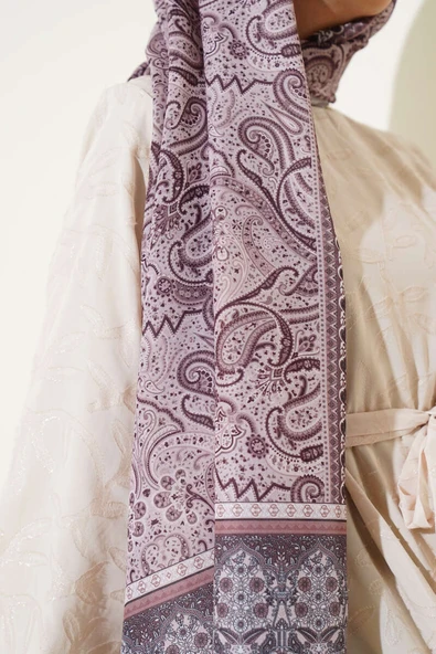 Etnik Paisley Desen Şal Vizon - Resim 4
