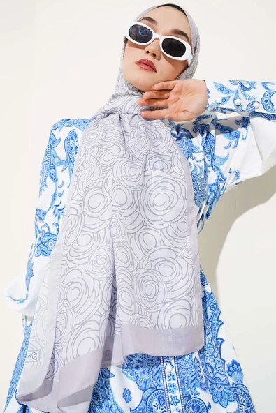 Çizgi Gül Desen Soft Şal Taş - Resim 2