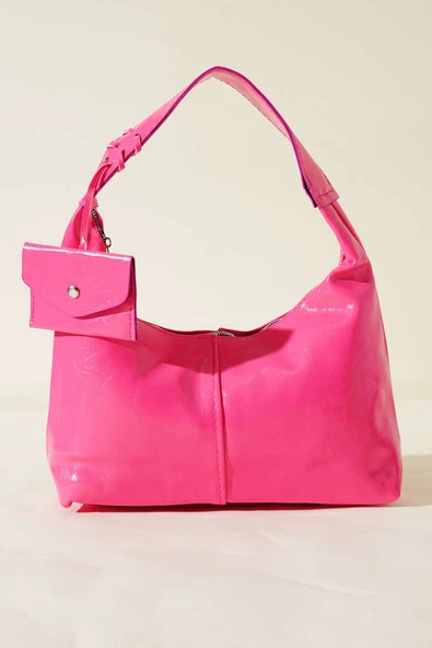 Bozuk Para Cüzdanlı Rugan Çanta Pembe - Resim 2