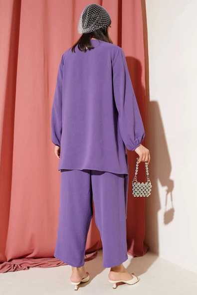 Ayrobin Şalvarlı İkili Takım Lila - Resim 3
