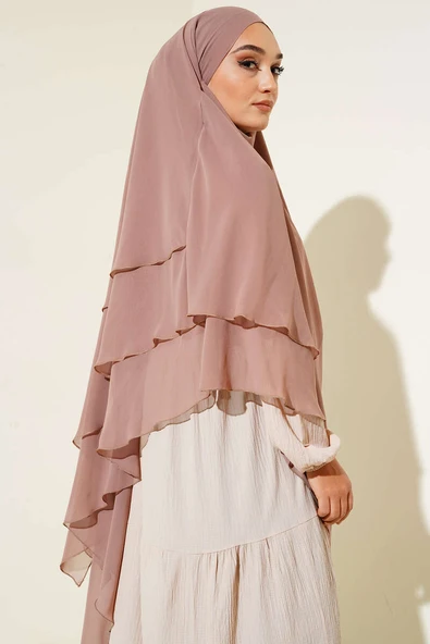 Şifon Sufle Himar Şal Somon - Resim 3