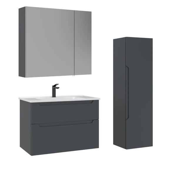 Orka Messina 40 cm Mat Antrasit Banyo Çamaşır Boy Dolabı - Resim 2