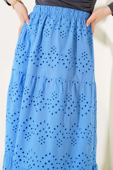 Brodeli Kat Kat Etek Mavi - Resim 4