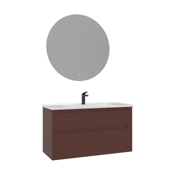 Orka Messina 100 cm Tuscan Kırmızı LED Banyo Dolabı Takımı ürün görseli