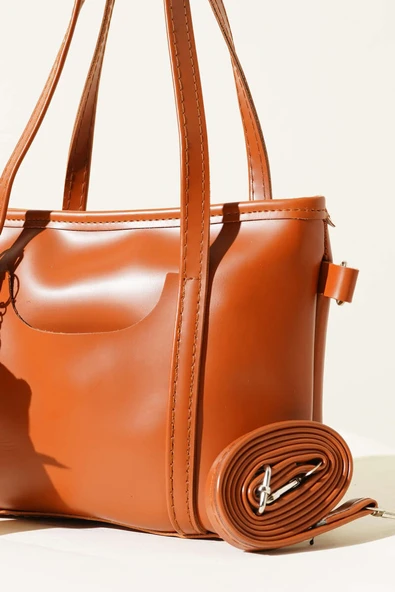 Ayıcıklı Fermuarlı Çanta Taba - Resim 3