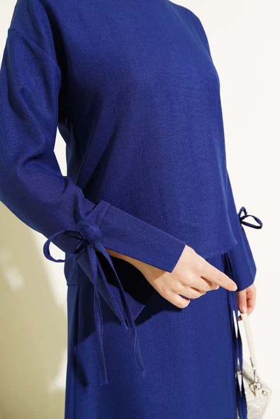 İp Bağcıklı Etekli Basic İkili Takım Lacivert - Resim 4