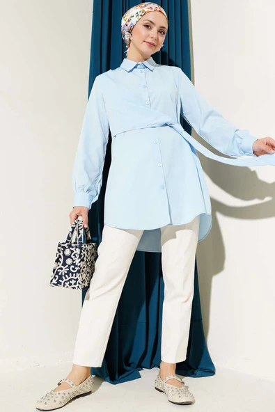 Yandan Bağlamalı Tunik Bebe Mavi - Resim 2