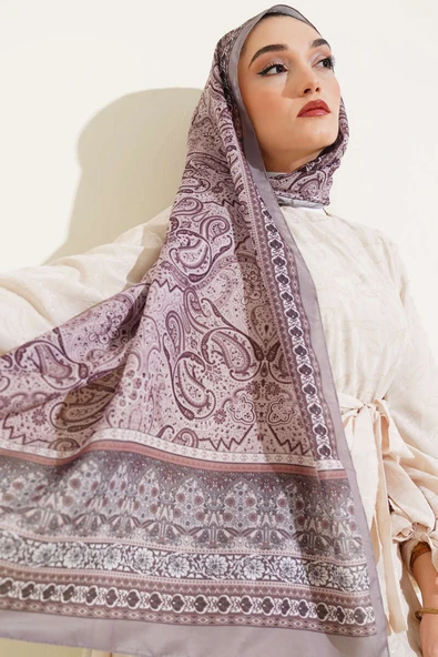 Etnik Paisley Desen Şal Vizon ürün görseli 1