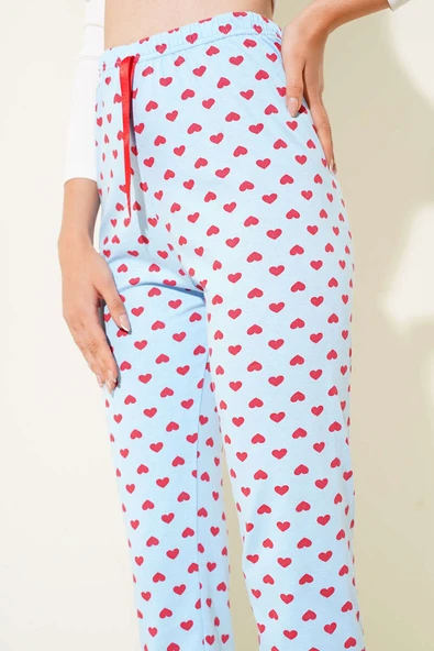 Kalp Desenli Pijama Altı Mavi - Resim 4