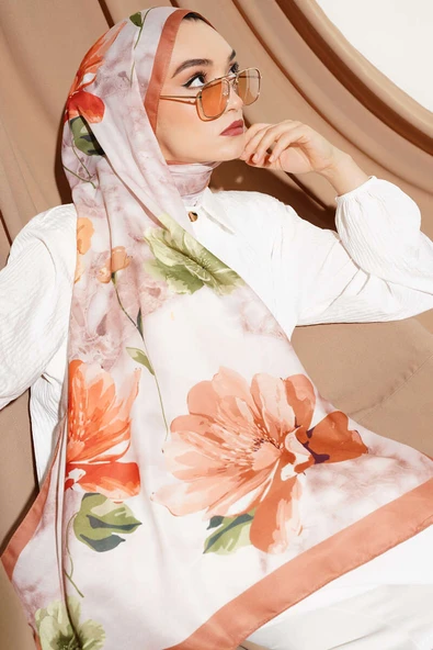 Retro Çiçek Desenli Şal Taba - Resim 2