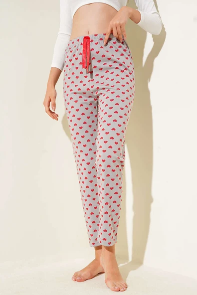 Kalp Desenli Pijama Altı Kayrak Grisi ürün görseli