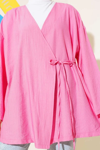 İp Bağlamalı Kimono Pembe - Resim 4