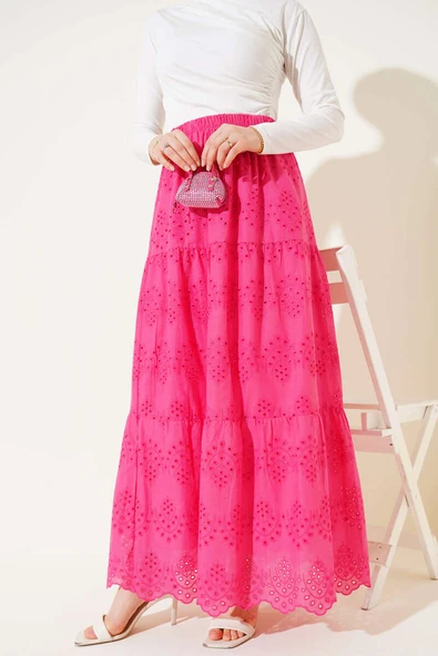 Brodeli Kat Kat Etek Fuşya ürün görseli 1