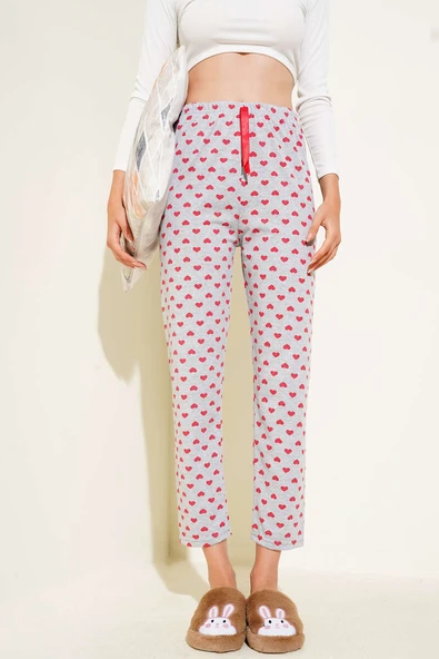 Kalp Desenli Pijama Altı Gri ürün görseli 1
