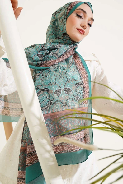 Etnik Paisley Desen Şal Zümrüt ürün görseli 1