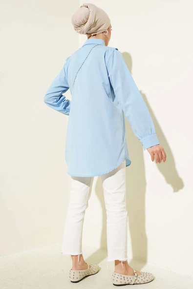 V Parçalı Gömlek Bebe Mavi - Resim 3