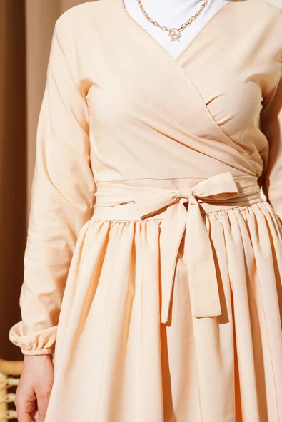 Bolerolu Etekli İkili Takım Bej - Resim 4