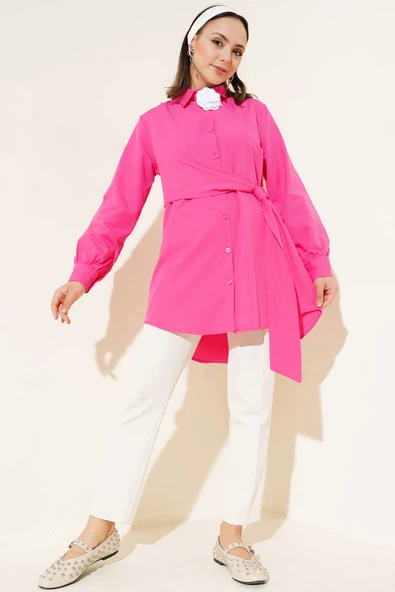 Yandan Bağlamalı Tunik Fusya - Resim 2