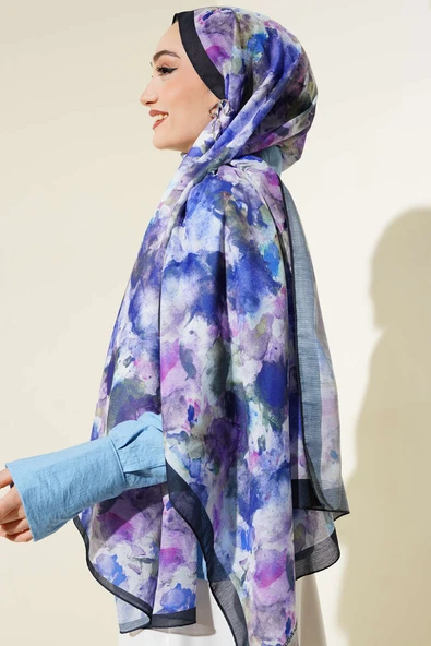 Brush Desen Lina Şal Leylak - Resim 3