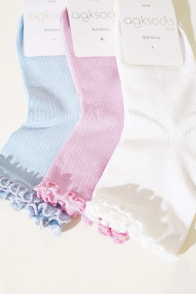 Bayan 4lü Fırfırlı Kısa Konç Asorti 1 - Resim 2