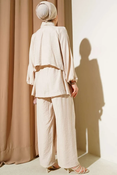 Bolero Detaylı İkili Takım Bej - Resim 3