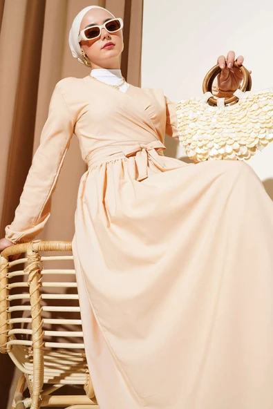 Bolerolu Etekli İkili Takım Bej - Resim 2