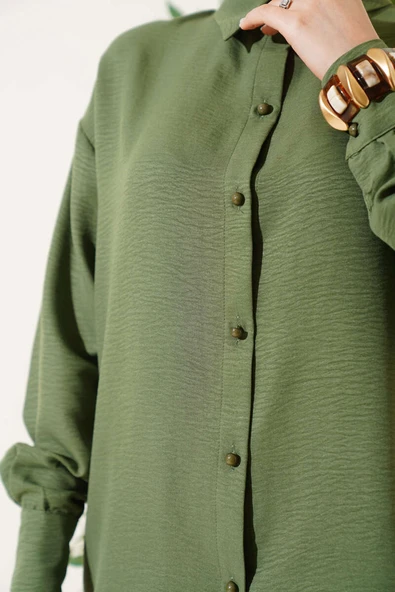 Yanları İp Detaylı İkili Takım Haki - Resim 4