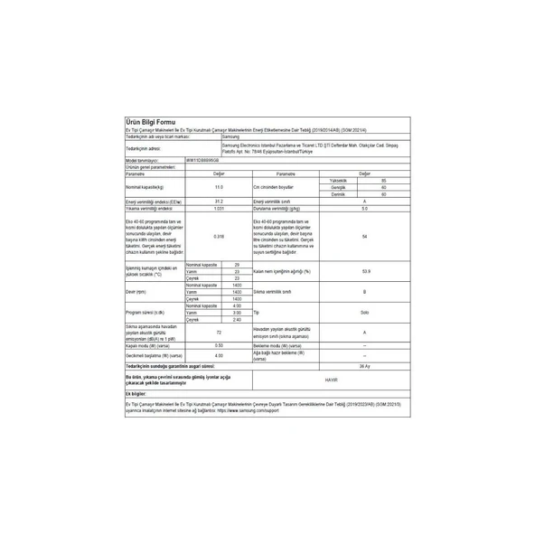 Samsung 11 Kg Bespoke AI™ Çamaşır Makinesi - Resim 7
