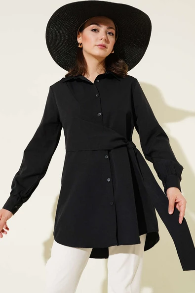 Yandan Bağlamalı Tunik Siyah - Resim 2