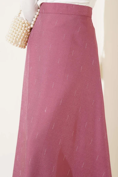 Sıra Taşlı Etek Magenta - Resim 4