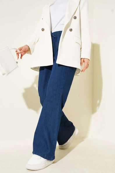 İspanyol Paça Kot Pantolon Orta Mavi - Resim 2