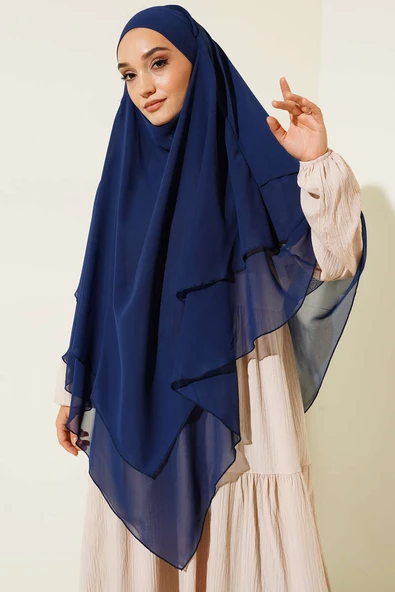 Şifon Sufle Himar Şal Lacivert ürün görseli 1
