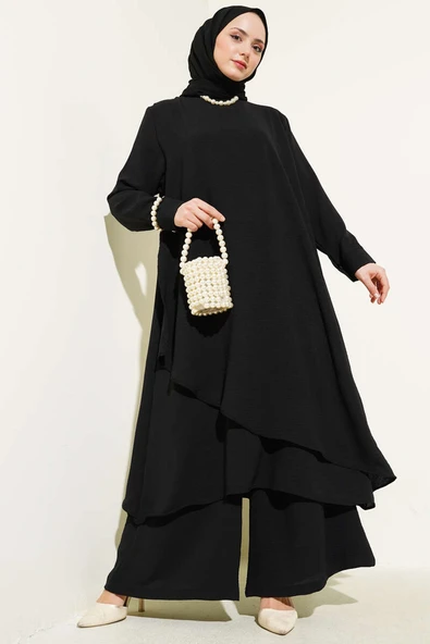 Asimetrik Kesim Ayrobin İkili Takım Siyah