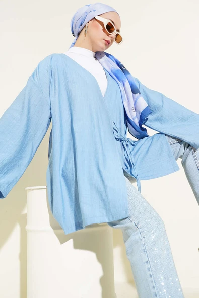 İp Bağlamalı Kimono Bebe Mavi ürün görseli 1