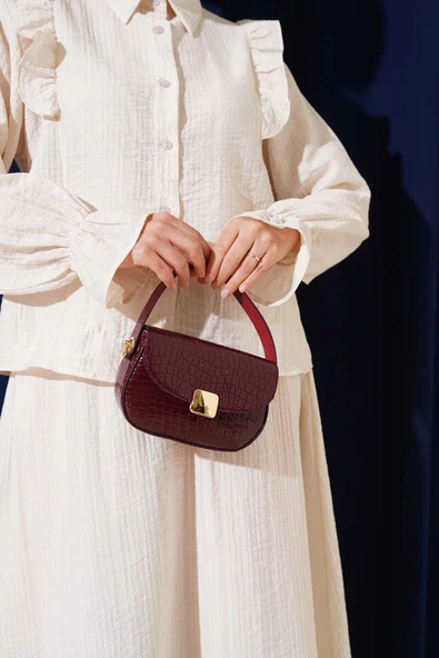 Omuz Fırfırlı Etekli İkili Takım Bej - Resim 4