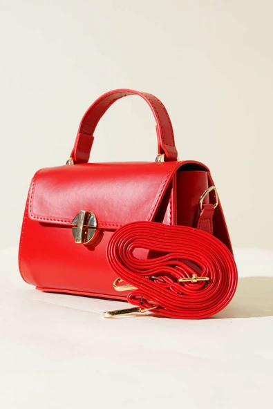Gold Kilitli Çanta Kırmızı ürün görseli 1