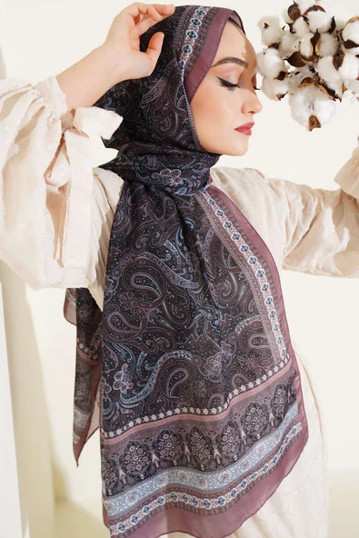 Etnik Paisley Desen Şal Sütlü Kahve ürün görseli 1