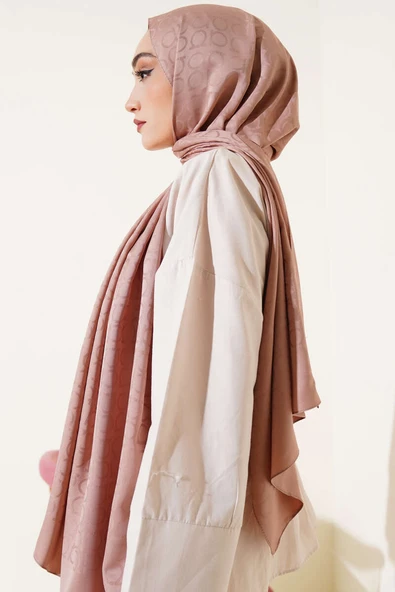 Omega Desen Jakar Şal Latte - Resim 3
