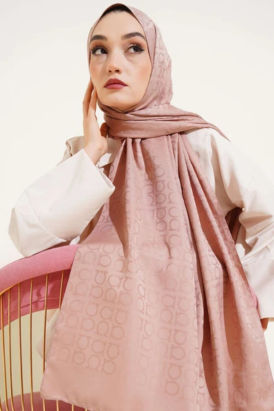 Omega Desen Jakar Şal Latte - Resim 2