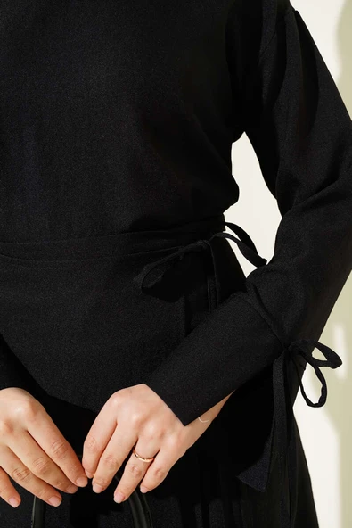 İp Bağcıklı Etekli Basic İkili Takım Siyah - Resim 4